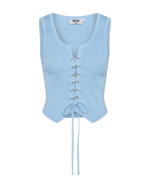 Baby Blue Women's Trapstar Irongate Lace Up Vests UK | 20458-TEYC