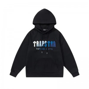 Black Men's Trapstar Blue Logo Hoodies UK | 68723-TBQO