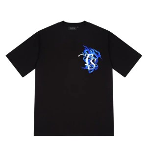 Black Men's Trapstar Chrome Flame Ss23 T-shirts UK | 51908-XTZY