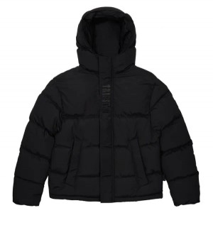 Black Men's Trapstar Decoded 2.0 Hooded Blackout Edition Puffer Jackets UK | 86059-JTWB