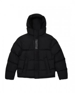 Black Men's Trapstar Decoded Hooded Padded Puffer Jackets UK | 52940-IUEH