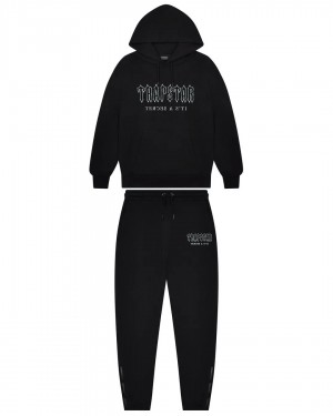 Black Men's Trapstar Decoded Solid Chenille Hooded Tracksuits UK | 47280-FICL