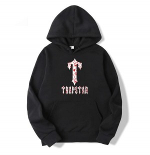 Black Men's Trapstar Flowers Pattern Hoodies UK | 80963-KHOZ