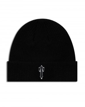 Black Men's Trapstar Foundation Beanie UK | 86754-BLFT