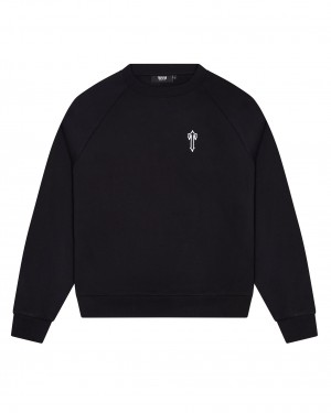 Black Men's Trapstar Foundation Crew Sweatshirts UK | 18924-JHFU