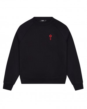 Black Men's Trapstar Foundation Crew Sweatshirts UK | 57860-BJUT