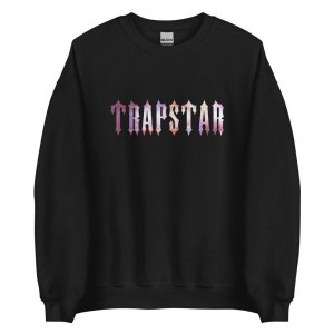 Black Men's Trapstar Galaxy Sweatshirts UK | 48750-ZQPB