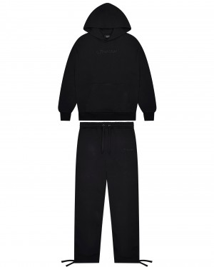 Black Men's Trapstar Hyperdrive Embroidered Tracksuits UK | 61350-ZMCX