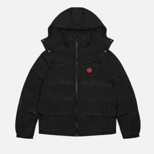 Black Men's Trapstar Irongate Detachable Hooded Puffer Jackets UK | 09418-USFO