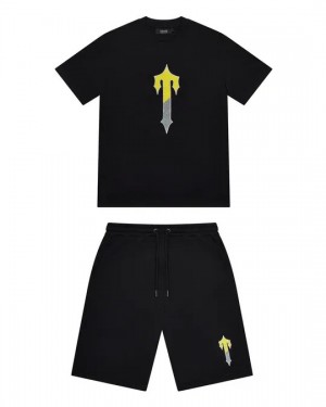 Black Men's Trapstar Irongate Short Set UK | 26714-BQTM