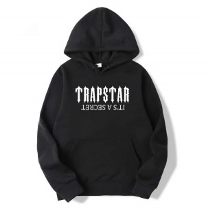 Black Men's Trapstar It’s A Secret Hoodies UK | 76952-BQDR