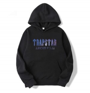 Black Men's Trapstar It’s a secret Galaxy Hoodies UK | 28105-KFTH