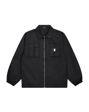 Black Men's Trapstar Nylon Twill Coach Jackets UK | 20591-CUQO