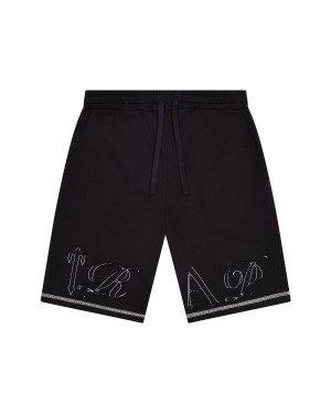 Black Men's Trapstar Patchwork Script Short Set UK | 86179-KYJP