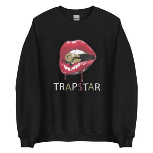 Black Men's Trapstar Red Lips Sweatshirts UK | 97281-FRTB