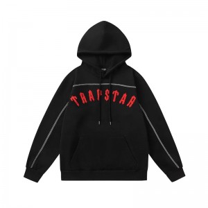 Black Men's Trapstar Red Logo Hoodies UK | 84269-PCKO