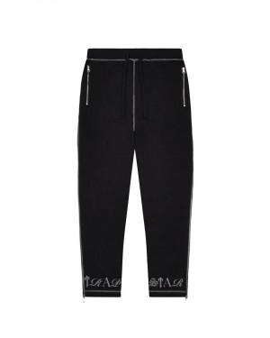 Black Men's Trapstar Script Trousers UK | 61359-GNWM