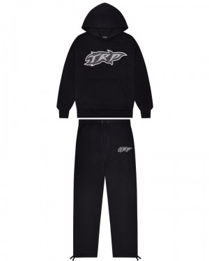 Black Men's Trapstar TRP Flame Tracksuits UK | 43795-HXBK