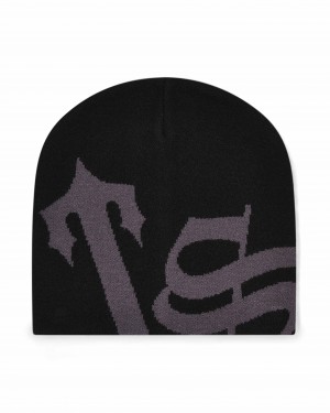 Black Men's Trapstar TS Script Beanie UK | 91703-UCPH