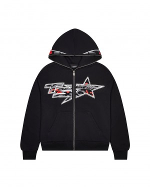 Black Men's Trapstar TS Star Camo Hoodies UK | 62791-NSPY