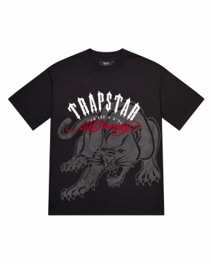 Black Men's Trapstar X Ed Hardy Arch T-shirts UK | 02693-KRGQ