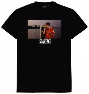 Black Men's Trapstar X Scarface T-shirts UK | 67508-LNXT