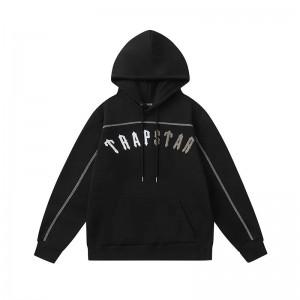 Black Men's Trapstar White-Gray Logo Hoodies UK | 50437-AXYH