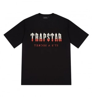 Black Red Men's Trapstar Decoded T-shirts UK | 67428-KNML