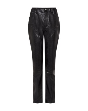 Black Women's Trapstar Irongate T Stud Vegan Leather Trousers UK | 96312-POKS