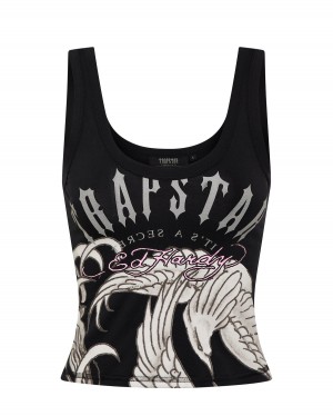 Black Women's Trapstar x Ed Hardy Vests UK | 21706-JMWG