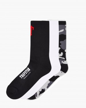 Black / Camo Men's Trapstar 3 Pack Irongate T Socks UK | 01872-BDXV