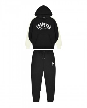 Black / Cream Men's Trapstar Irongate Arch Panel Tracksuits UK | 83619-ZCNH