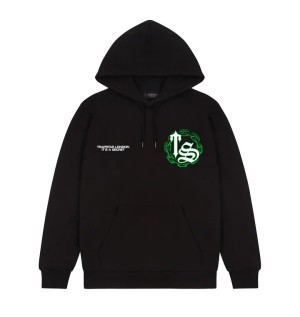 Black / Green Men's Trapstar Chain Script Hoodies UK | 04697-WRKT