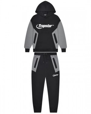 Black / Grey Men's Trapstar Chenille Hyperdrive Panel Tracksuits UK | 37209-ZGKW