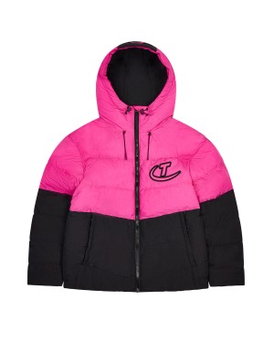 Black / Pink Men's Trapstar Hyperdrive Hooded Puffer Jackets UK | 74961-YGNH