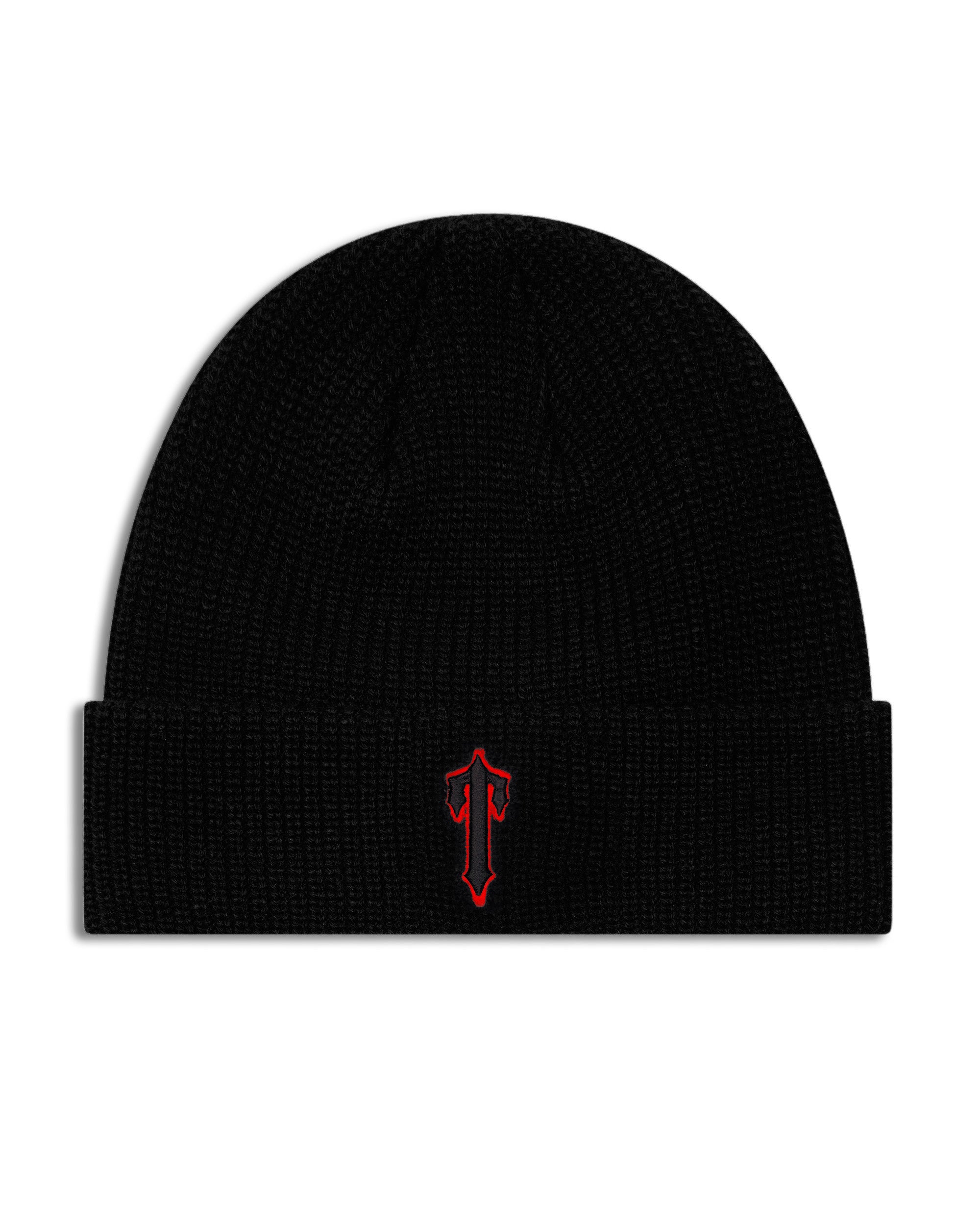 Black / Red Men's Trapstar Foundation Beanie UK | 62984-BHGW