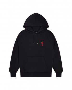 Black / Red Men's Trapstar Foundation Hoodies UK | 37869-HKIF