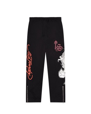 Black / Red Men's Trapstar x Ed Hardy Script Joggers UK | 16395-RKIP