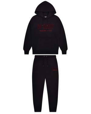 Black / Red Men's Trapstar x Ed Hardy Decoded Solid Chenille Tracksuits UK | 81364-FVAP