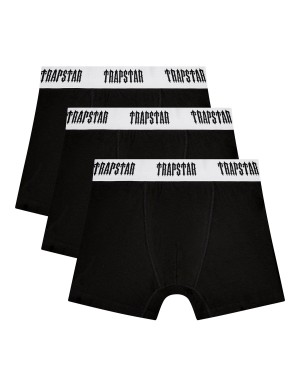 Black / White Men's Trapstar 3 Pack Boxer UK | 29401-NGDL