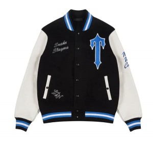 Black / White Men's Trapstar Snake Slayers Varsity Jackets UK | 15809-BVJQ