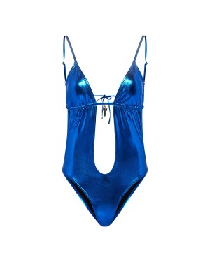 Blue Women's Trapstar Metallic Cutout One Piece Swimsuit UK | 31067-AYGS