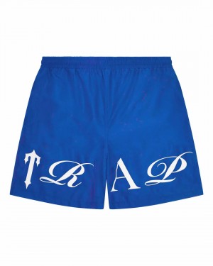 Blue / White Men's Trapstar Script Shell Shorts UK | 17805-YPZU