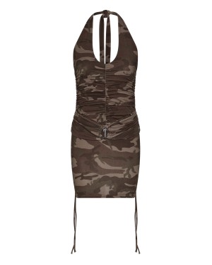 Brown Camo Women's Trapstar Irongate T Dress Dress UK | 80437-VMDQ