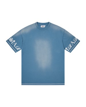 Denim Blue Men's Trapstar Script 2.0 T-shirts UK | 35740-AKPL