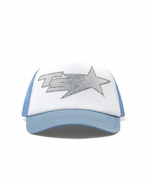 Denim Blue Women's Trapstar Denim Diamante TS Star Trucker Caps UK | 24107-YXBL