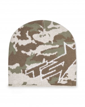 Green Camo Men's Trapstar Ts Star Beanie UK | 74109-QKLO