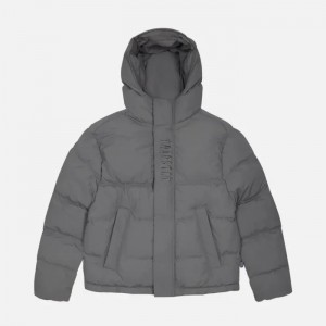 Grey Men's Trapstar Decoded Hooded Padded Puffer Jackets UK | 86517-BGAK