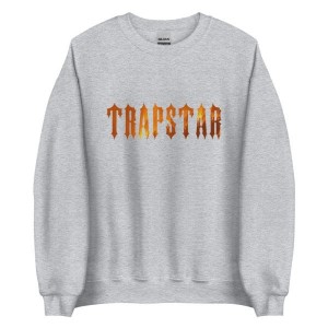 Grey Men's Trapstar Fire Logo Sweatshirts UK | 92840-RISP