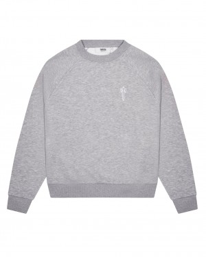 Grey Men's Trapstar Foundation Crew Sweatshirts UK | 32846-HRKE